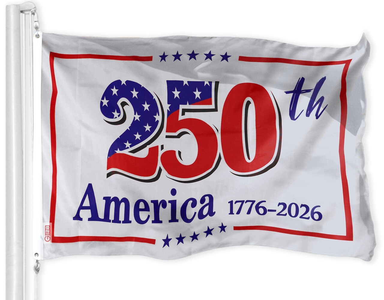 G128 USA 250th Anniversary Flag | 3x5 Ft | Double Sided Printed 150D Polyester | America 1776-2026 Patriotic Banner with Brass Grommets | Durable Indoor/Outdoor Celebration Flag